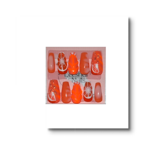 Oranged press on nails